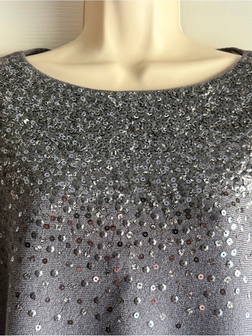 Chico’s Bateau Neck Metallic Ombre Sequin Pullover Sweater - Picture 3 of 7